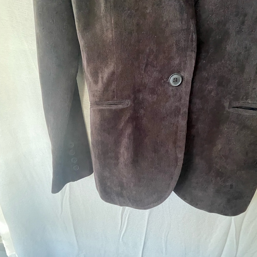 Norma Kamali peat moss Corduroy Button Front Fitted Blazer Jacket Size 8 - Picture 5 of 6